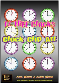 Preview of Clock Clip Art - 12 FREE Clocks