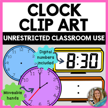 Preview of Clock Clip Art - Analog and Digital Clocks, Moveable Hands, Digital Numbers