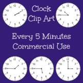 Clock Clip Art, Every 5 Minutes, Commercial Use