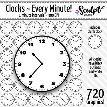 Preview of Clock Clip Art ~ Every Minute!