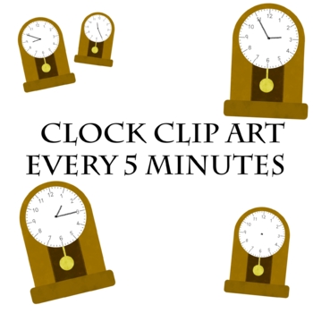 Preview of Clock Clip Art, Grandfather Style, Commercial Use, Every 5 Minutes