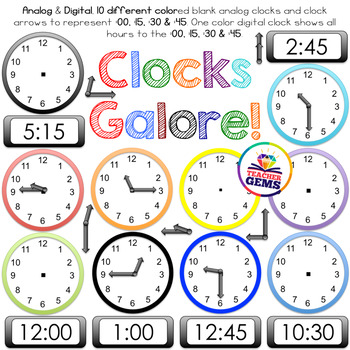 for math clock worksheets 1 grade Clock Analog, :15 :00, Digital, Clock Clipart Parts,