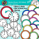 Clock Clipart Every 30 Minutes: 42 School Analog Telling T