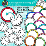 Clock Clipart Every 5 Minutes: 162 School Analog Telling T