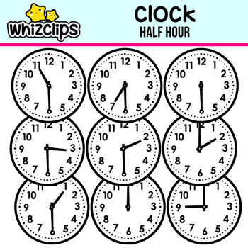 Preview of Clock Clipart - Half Hour Interval