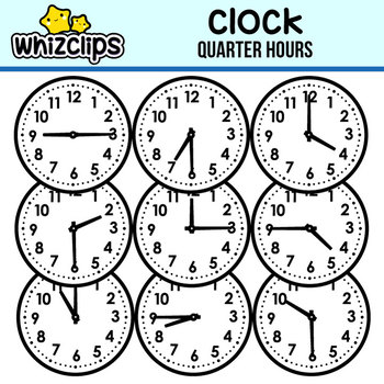 Preview of Clock Clipart - Quarter Hour Interval