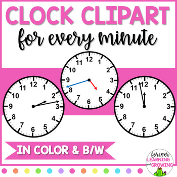 Preview of Clock Clipart for Every Minute - Telling Time to the Minute Clipart
