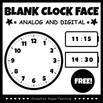 Blank Clock Telling Time Analog Digital Math Teacher School Clipart Digital  Download SVG PNG JPG PDF Cut Files