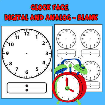 Clock Face - Digital and Analog - Blank by Mr Superman School Store
