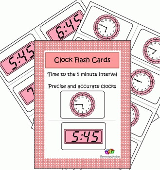 Preview of Clock Flash Cards to the 5 min interval