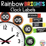 Clock Labels- Bright Rainbow Classroom Decor Theme