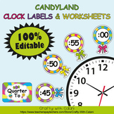 Clock Labels Decoration & Worksheets in Candy Land Theme -