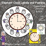 Clock Labels and Posters - Elephant Theme (Zoo) - PowerPoi