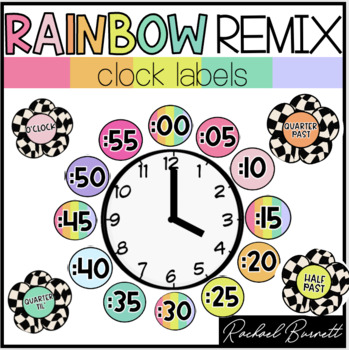 Preview of Clock Labels // Rainbow Remix 90's retro decor
