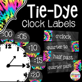 Clock Labels Telling Time Tie Dye Retro Classroom Decor