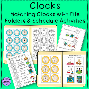Preview of Clock Matching Time File Folders and Schedule Activities for Special Education