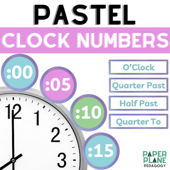 Preview of Clock Number Labels | Watercolor Pastel Classroom Theme
