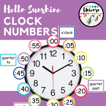 Preview of Clock Numbers in Rainbow Sunshine Colors