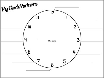 Clock Partners Student Sheet by The Price of Teaching | TpT classroom diagram maker 