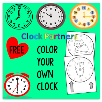 Preview of Clock Partners Template, Coloring And Decorate The Classroom - FREE