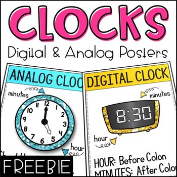 Preview of Telling Time Clock Posters: Digital & Analog!