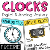 Telling Time Clock Posters: Digital & Analog!