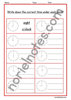 clock worksheets o clock and half past part 1 by noriel notes tpt