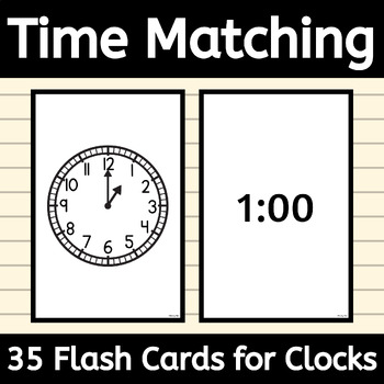 Preview of Clock Matching Flash Cards for Telling Time to the Hour on Analog Clocks