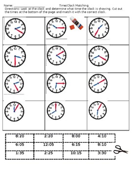 clock and time matching worksheet by 4th grade frolicks tpt