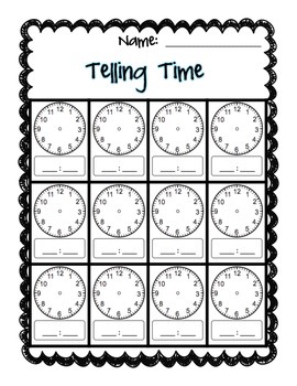 clock worksheet telling time by nuts about primary tpt