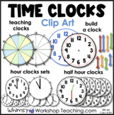 Clocks Time Clip Art | Hour Half Hour Math Images Color Bl