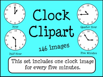 Preview of Clocks Telling Time Clip Art 5 Minute Intervals {146 images}