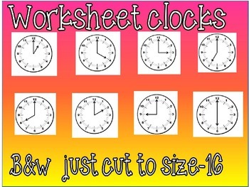 Preview of Clock clipart for worksheets