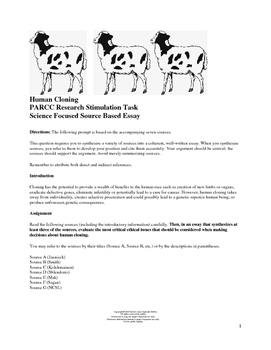 Preview of Cloning: Science Research Stimulation Task  - PARCC Practice