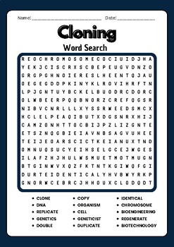 Cloning Word Search Puzzle Worksheet Activity by It is All Relative to ...