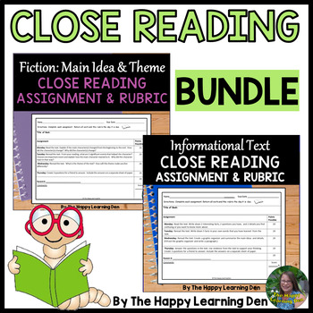 Preview of Close Read Assignment and Rubric BUNDLE