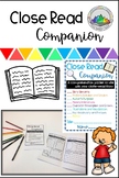 Close Read Companion Reading Response Booklet