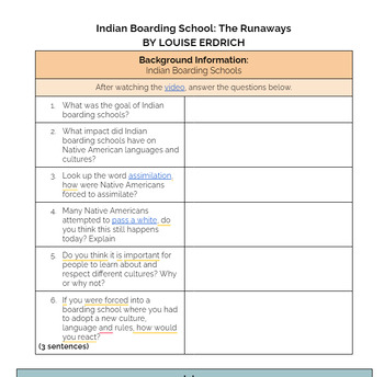 Preview of Close Read+ Textual Evidence: Indian Boarding School: The Runaways
