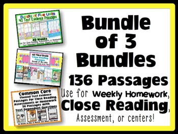 Preview of Close Reading 136 Passages Bundle: 900+pgs with TDQs, HW, Assessments, & More!