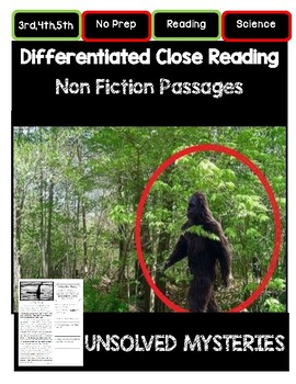 Preview of Close Reading 3rd, 4th, 5th Grade Non Fiction Passages: Unsolved Mysteries