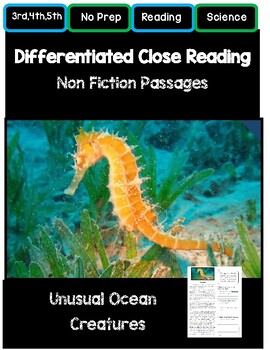 Preview of Close Reading 3rd, 4th, 5th Grade Non Fiction Passages: Unusual Ocean Creatures