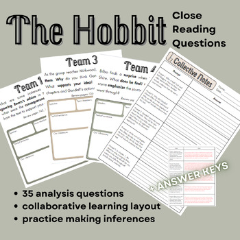 Preview of Close Reading Activities | The Hobbit | With Answer Keys