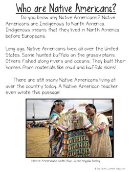 Close Reading Unit: An Intro to Native Americans Comprehension Passages