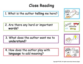 Close Reading Anchor Chart Poster by Veronica Sigala | TPT