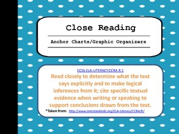 Preview of Close Reading Anchor Charts