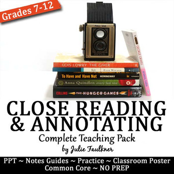 Preview of Close Reading & Annotating, Complete Teaching Unit, Lesson Plan