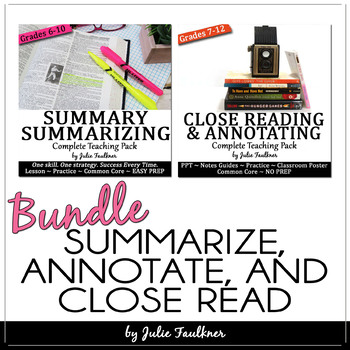 Preview of Reading Comprehension BUNDLE, Close Reading, Annotating, Summarizing (SWBST)