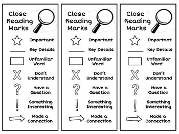 Close Reading Annotation Bookmarks by An Apple for Teacher | TpT