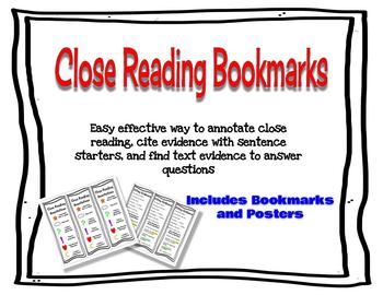 Close Reading Annotation Bookmarks and Posters by Them Apples | TpT