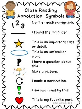 Preview of Close Reading Annotation Symbols Chart